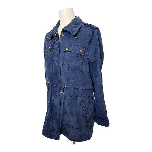 Michael Kors Blue Lyocell Womens Coat Jacket lightweight transition Fall XS Soft - Picture 2 of 8